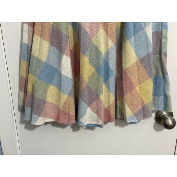 VTG Plaid Pastel Wool Skirt Small Union Made Tradwife Modest Preppy Twee - Picture 3 of 6